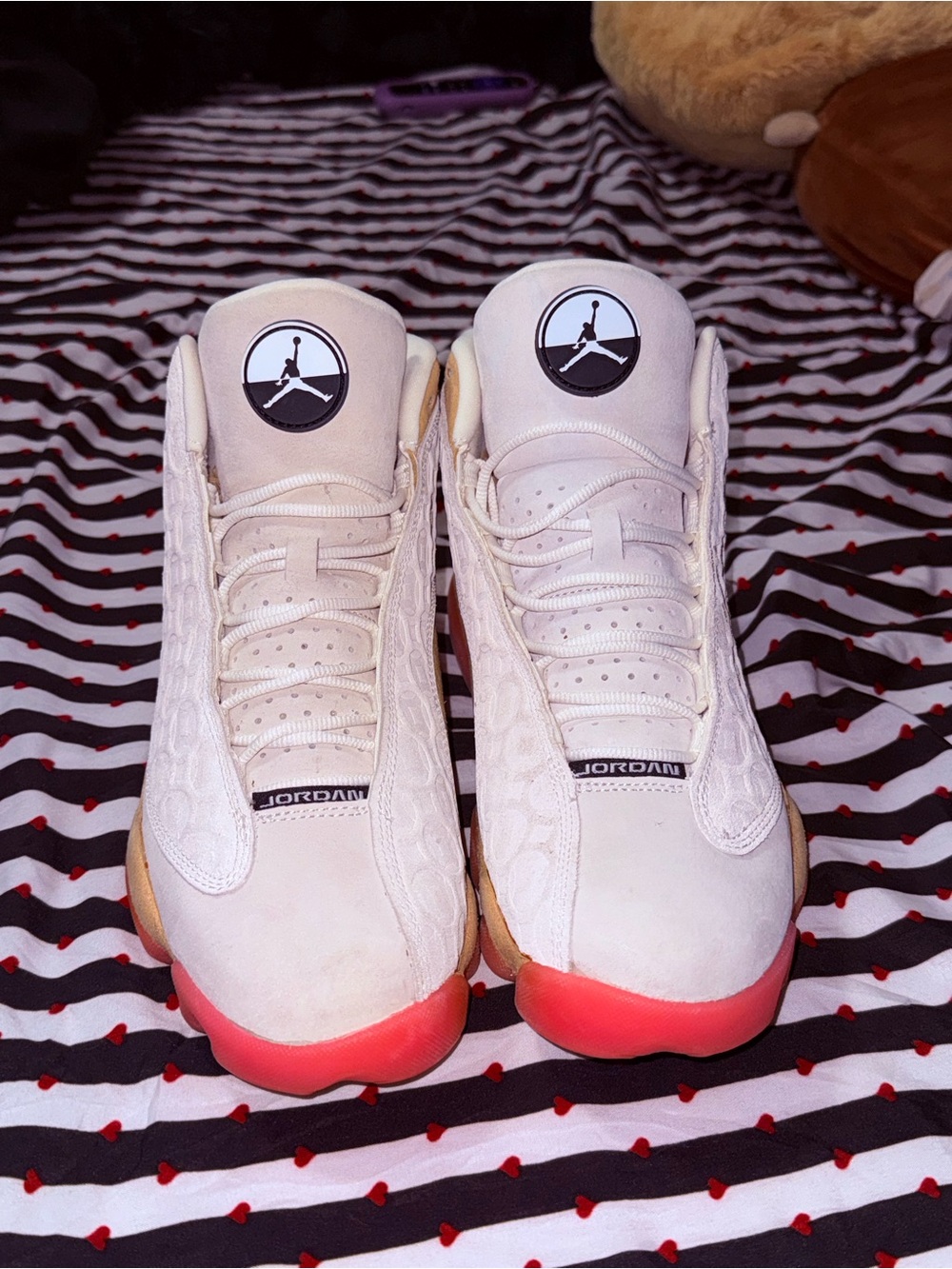 Jordan Men’s Cream and Red Gradient Retro Sneakers
